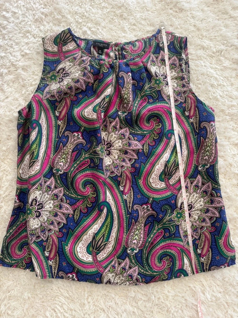 Talbots Vibrant Paisley Silk Shell in Pink, Blue & Green - Picture 2 of 3